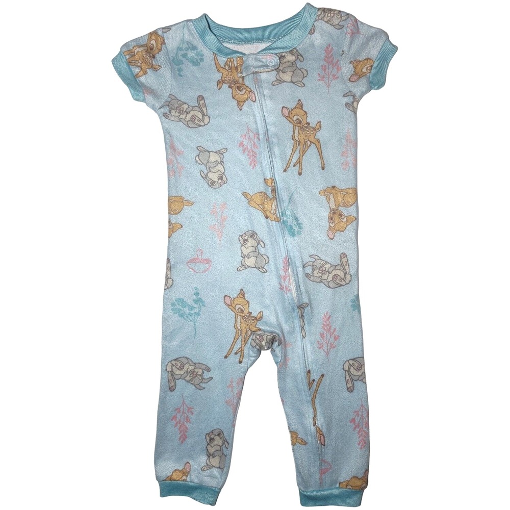 Disney‎ Baby Soft Blue Bambi Baby Girl 9 Mos 1pc Pajama's Sleeper Thumper